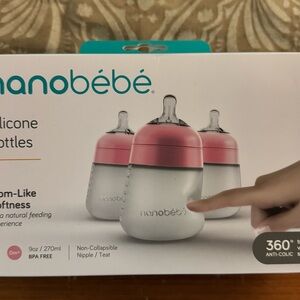Nanobébé Pink Silicone Baby Bottles
